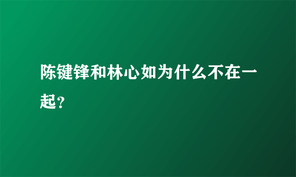 陈键锋和林心如为什么不在一起？