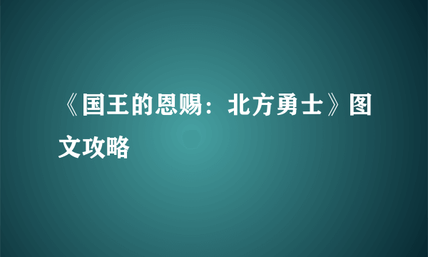 《国王的恩赐：北方勇士》图文攻略