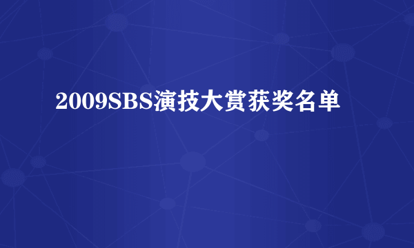 2009SBS演技大赏获奖名单