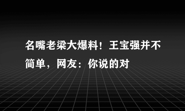 名嘴老梁大爆料！王宝强并不简单，网友：你说的对