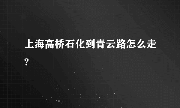 上海高桥石化到青云路怎么走?