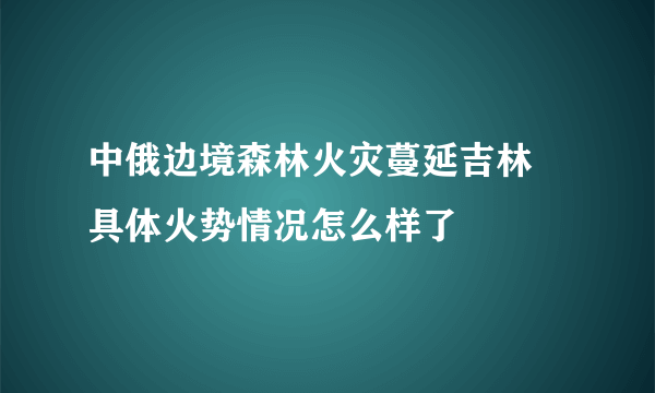 中俄边境森林火灾蔓延吉林 具体火势情况怎么样了