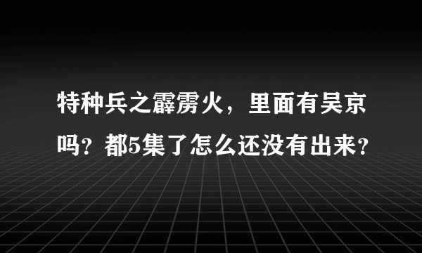 特种兵之霹雳火，里面有吴京吗？都5集了怎么还没有出来？