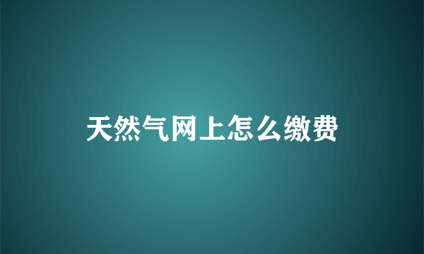 天然气网上怎么缴费