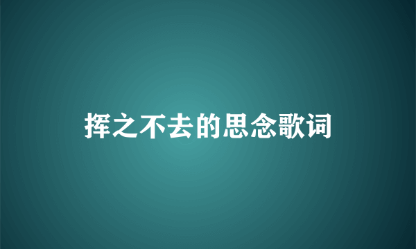 挥之不去的思念歌词