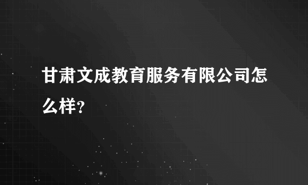 甘肃文成教育服务有限公司怎么样？