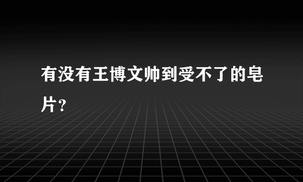 有没有王博文帅到受不了的皂片？