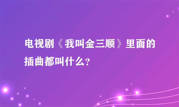 电视剧《我叫金三顺》里面的插曲都叫什么？