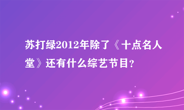 苏打绿2012年除了《十点名人堂》还有什么综艺节目？