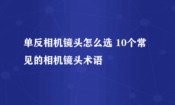 单反相机镜头怎么选 10个常见的相机镜头术语