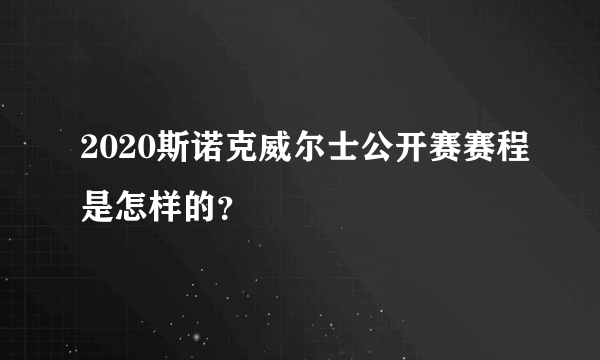 2020斯诺克威尔士公开赛赛程是怎样的？