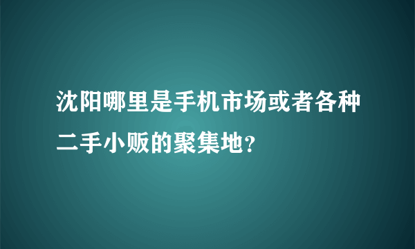 沈阳哪里是手机市场或者各种二手小贩的聚集地？