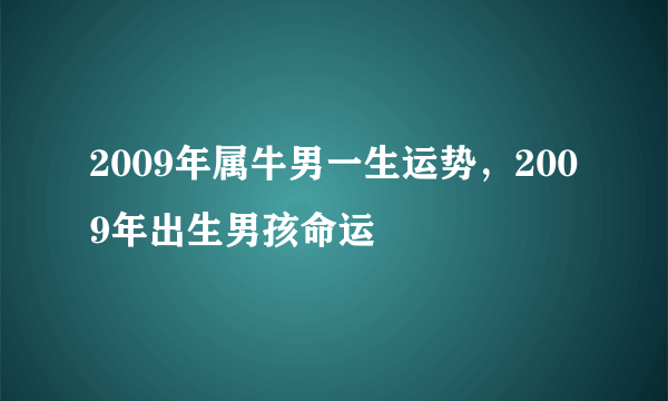 2009年属牛男一生运势，2009年出生男孩命运