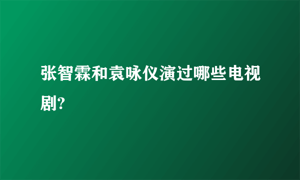 张智霖和袁咏仪演过哪些电视剧?