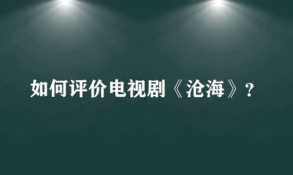 如何评价电视剧《沧海》？