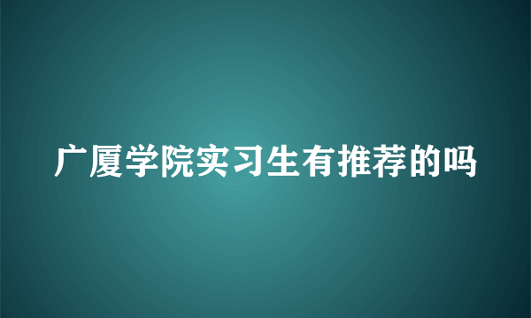 广厦学院实习生有推荐的吗