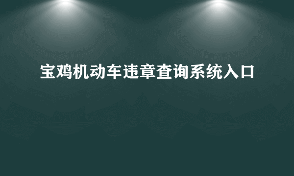 宝鸡机动车违章查询系统入口