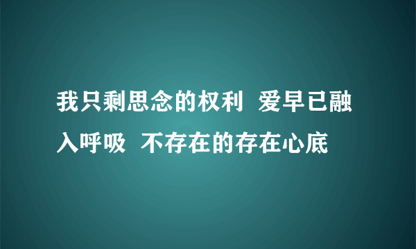 我只剩思念的权利  爱早已融入呼吸  不存在的存在心底