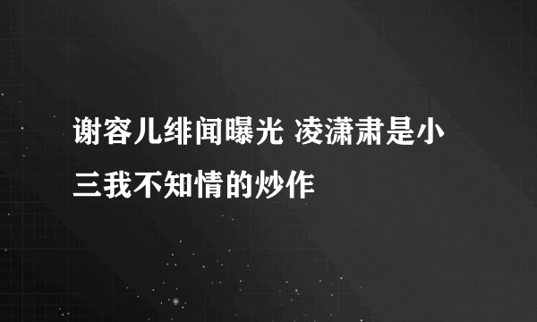 谢容儿绯闻曝光 凌潇肃是小三我不知情的炒作