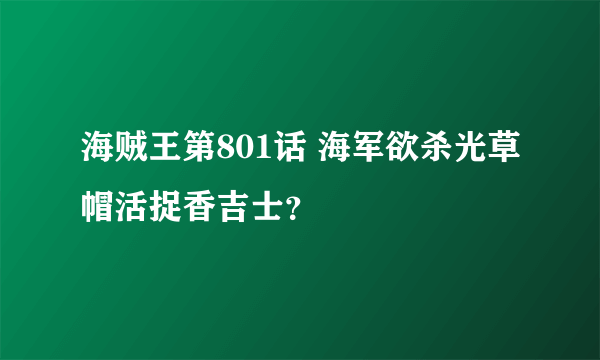 海贼王第801话 海军欲杀光草帽活捉香吉士？