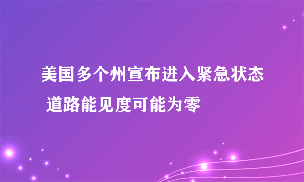 美国多个州宣布进入紧急状态 道路能见度可能为零