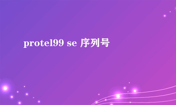 protel99 se 序列号