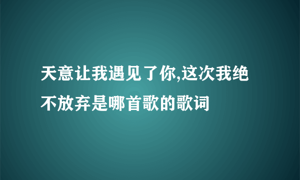 天意让我遇见了你,这次我绝不放弃是哪首歌的歌词