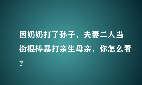 因奶奶打了孙子，夫妻二人当街棍棒暴打亲生母亲，你怎么看？