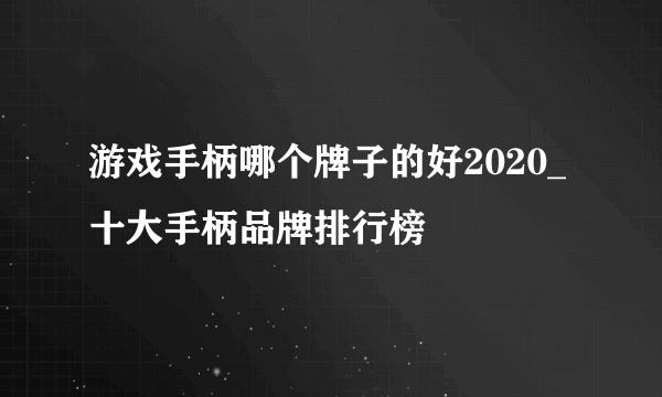 游戏手柄哪个牌子的好2020_十大手柄品牌排行榜