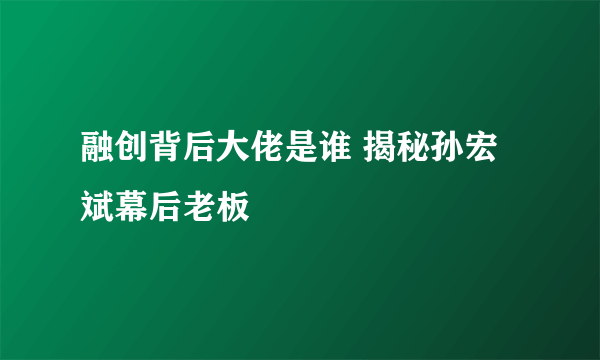 融创背后大佬是谁 揭秘孙宏斌幕后老板