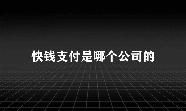 快钱支付是哪个公司的