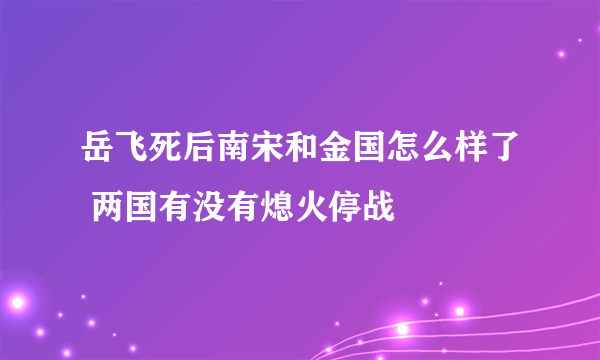 岳飞死后南宋和金国怎么样了 两国有没有熄火停战