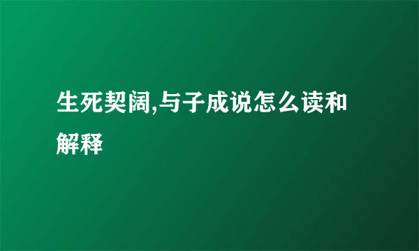 生死契阔,与子成说怎么读和解释