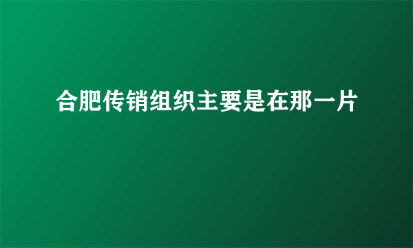 合肥传销组织主要是在那一片