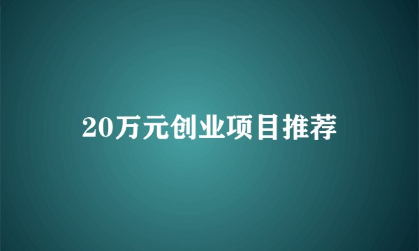 20万元创业项目推荐