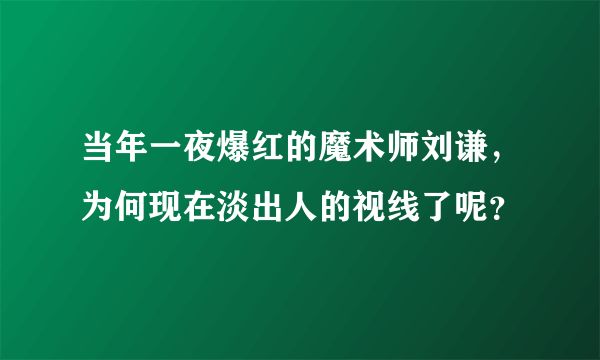 当年一夜爆红的魔术师刘谦，为何现在淡出人的视线了呢？