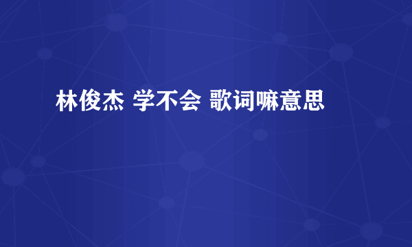 林俊杰 学不会 歌词嘛意思