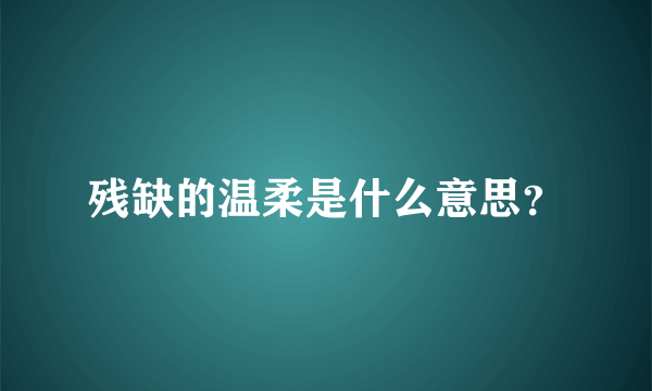 残缺的温柔是什么意思？