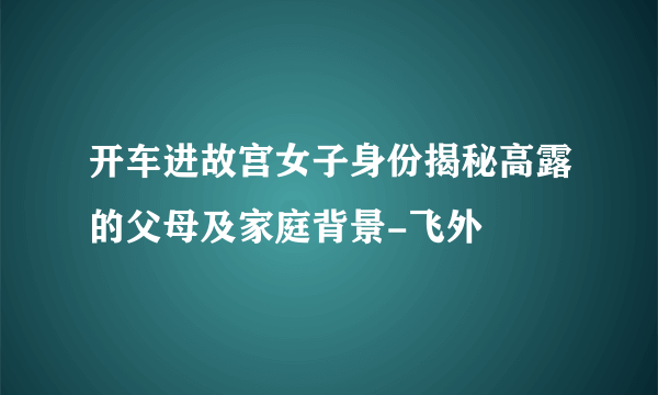 开车进故宫女子身份揭秘高露的父母及家庭背景-飞外