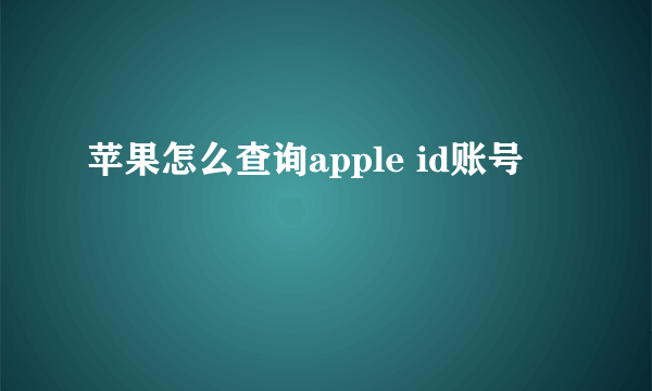 苹果怎么查询apple id账号