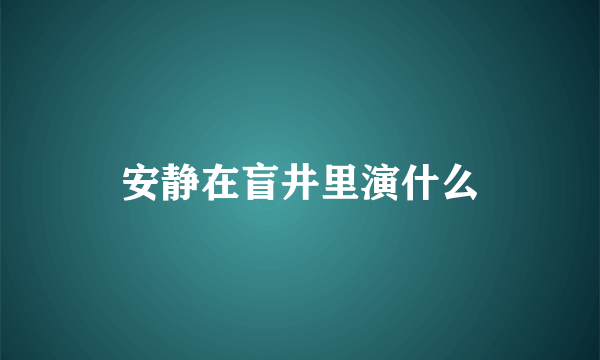 安静在盲井里演什么