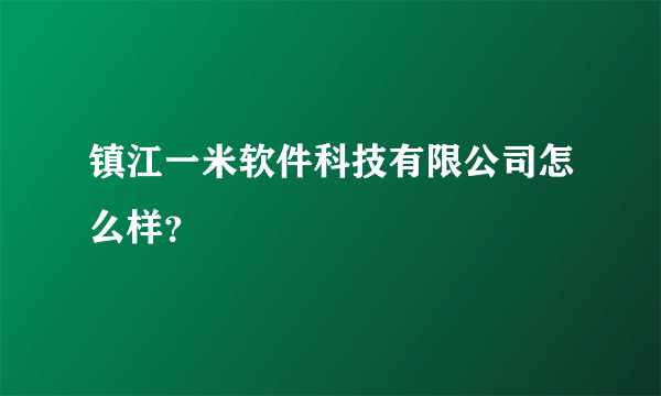 镇江一米软件科技有限公司怎么样？