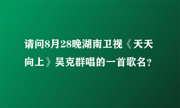 请问8月28晚湖南卫视《天天向上》吴克群唱的一首歌名？