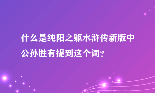 什么是纯阳之躯水浒传新版中公孙胜有提到这个词？