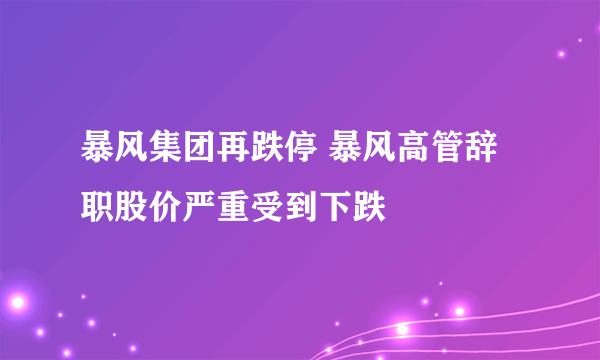 暴风集团再跌停 暴风高管辞职股价严重受到下跌