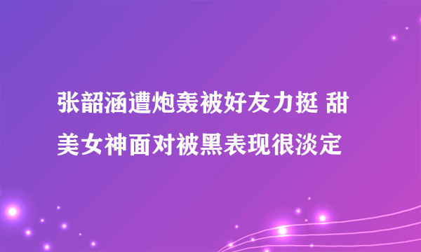 张韶涵遭炮轰被好友力挺 甜美女神面对被黑表现很淡定