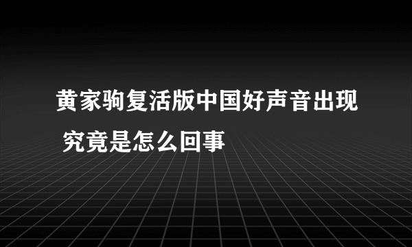 黄家驹复活版中国好声音出现 究竟是怎么回事