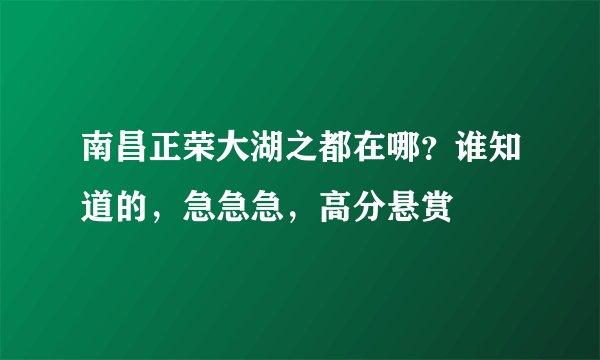 南昌正荣大湖之都在哪？谁知道的，急急急，高分悬赏