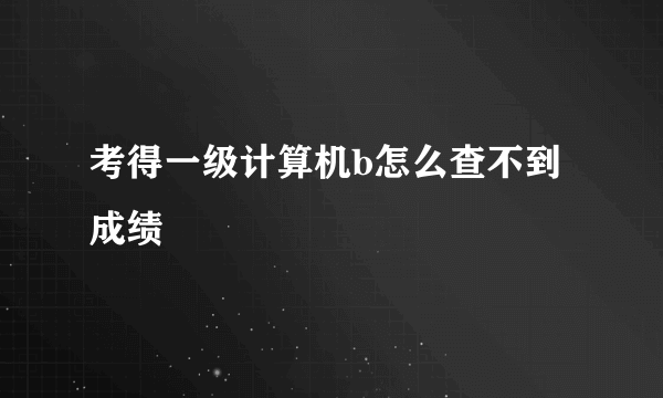 考得一级计算机b怎么查不到成绩