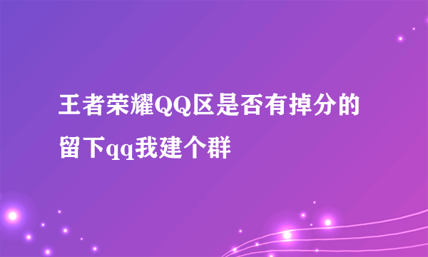 王者荣耀QQ区是否有掉分的 留下qq我建个群